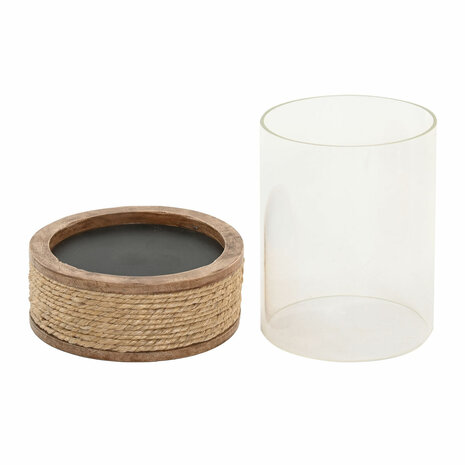 Kaarshouder Home ESPRIT Bruin Natuurlijk Kristal Touw Mangohout 3
