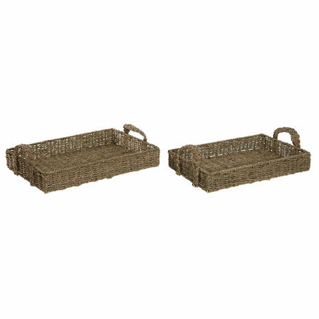 Snackdienblad Home ESPRIT Natuurlijk Tropisch (2 Stuks) 1