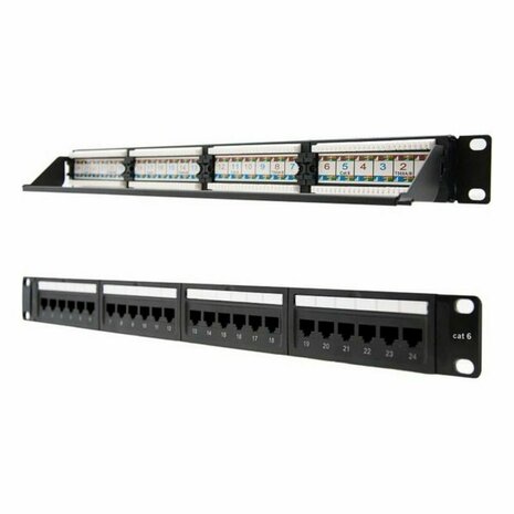 Patchpanel 24 UTP-Poorten Categorie 6 NANOCABLE 10.21.3124 19" RJ45 Zwart 2