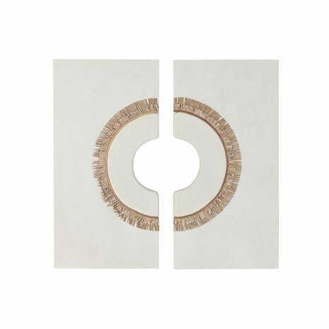 Wanddecoratie Home ESPRIT Wit Natuurlijk Cirkel Scandi 120 x 6 x 120 cm (2 Onderdelen) 1