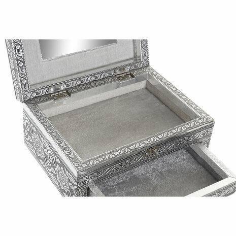 Juwelenkistje Home ESPRIT Zilverkleurig Natuurlijk Hout Aluminium 17,5 x 12,5 x 8,5 cm 2