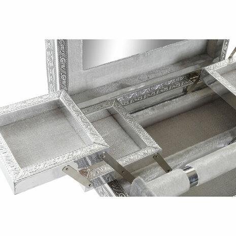 Juwelenkistje Home ESPRIT Zilverkleurig Natuurlijk Hout Aluminium 27,5 x 21 x 7,6 cm 2
