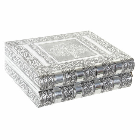 Juwelenkistje Home ESPRIT Zilverkleurig Natuurlijk Hout Aluminium 22,5 x 18,8 x 7,6 cm 3
