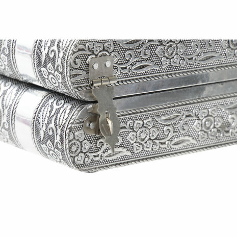 Juwelenkistje Home ESPRIT Zilverkleurig Natuurlijk Hout Aluminium 22,5 x 18,8 x 7,6 cm 4