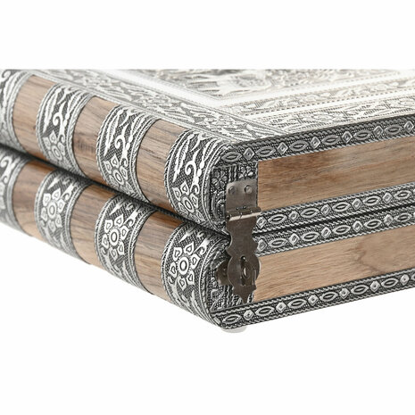 Juwelenkistje Home ESPRIT Zilverkleurig Natuurlijk Hout Aluminium 22,5 x 18,8 x 7,6 cm 5