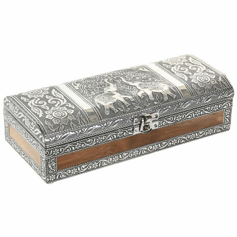 Juwelenkistje Home ESPRIT Zilverkleurig Natuurlijk Hout Aluminium 22,5 x 10 x 6,5 cm 3