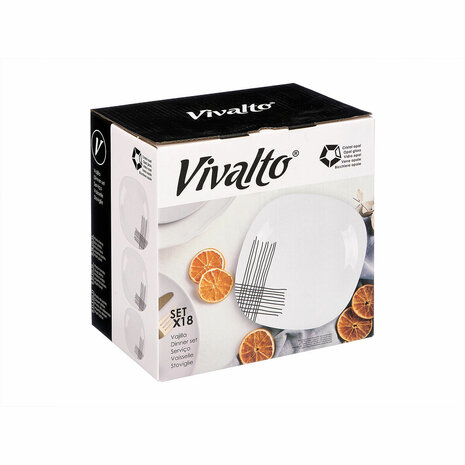 Serviesset Vivalto Wit Zwart Opaal glas Strepen 18 Onderdelen (2 Stuks) 3