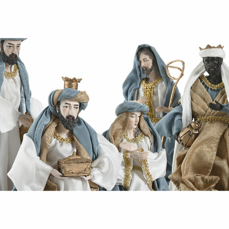 Kerststal set Home ESPRIT Blauw Wit 20 x 15 x 30 cm (9 Onderdelen) 4