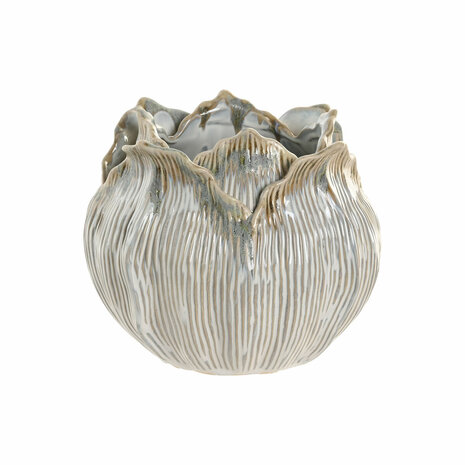 Vaas Home ESPRIT Crème Keramisch Blad van een plant 22 x 22 x 19 cm 1