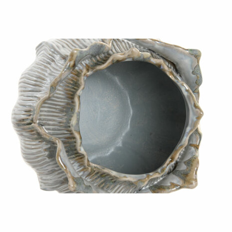 Vaas Home ESPRIT Crème Keramisch Blad van een plant 22 x 22 x 19 cm 4