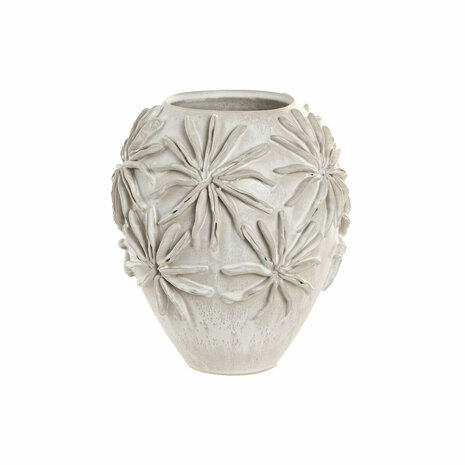 Vaas Home ESPRIT Wit Keramisch Traditionele stijl Blad van een plant 22 x 22 x 25 cm 1