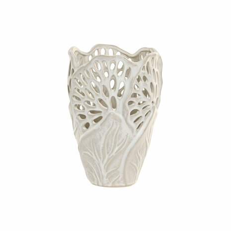 Vaas Home ESPRIT Wit Keramisch Blad van een plant 18 x 18 x 25 cm 1