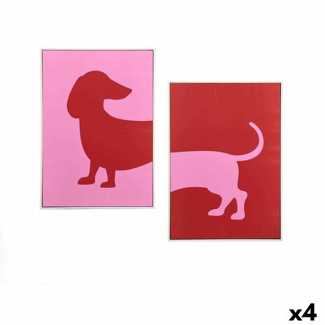 Canvas Gift Decor Rood Roze Hond 50 x 3 x 70 cm (4 Stuks) 1
