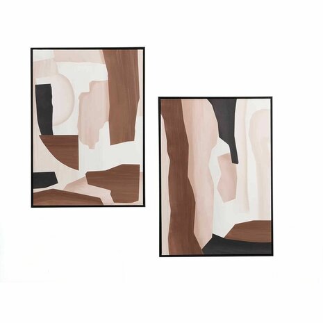 Canvas Gift Decor Bruin Beige Abstract 50 x 3 x 70 cm (4 Stuks) 2