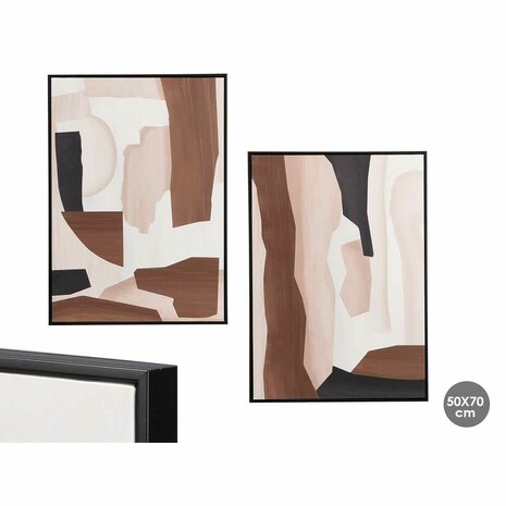 Canvas Gift Decor Bruin Beige Abstract 50 x 3 x 70 cm (4 Stuks) 3