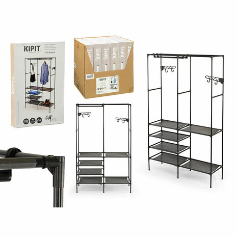Kledingkast Kipit Zwart Metaal Stof Polypropyleen 108 x 36 x 170 cm 2