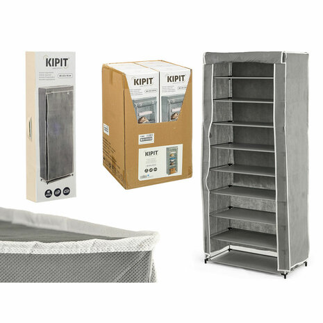 Schoenenrek Kipit Zwart Grijs Stof Plastic 58 x 32 x 157 cm 2