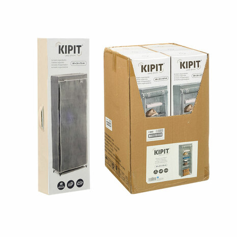 Schoenenrek Kipit Zwart Grijs Stof Plastic 58 x 32 x 157 cm 3