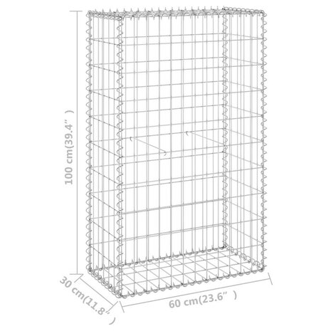Schanskorfmuur met deksels 60x30x100 cm gegalvaniseerd staal 7