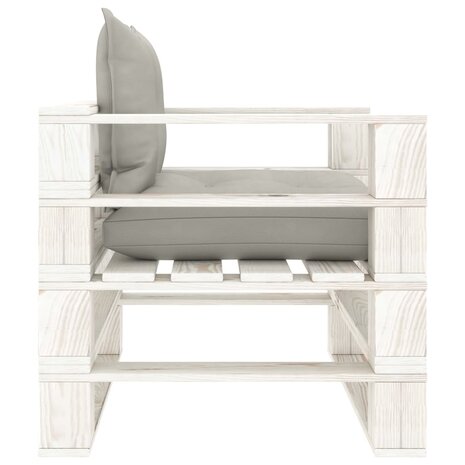 Tuinbank met taupe kussens pallet hout 3