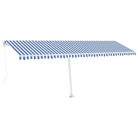 Luifel vrijstaand handmatig uittrekbaar 600x350 cm blauw en wit 2