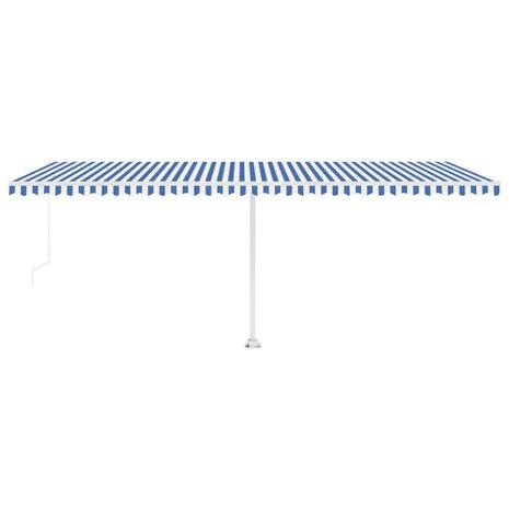 Luifel vrijstaand handmatig uittrekbaar 600x350 cm blauw en wit 4