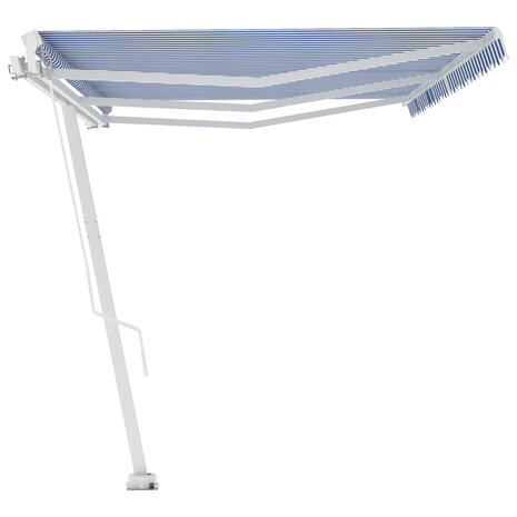 Luifel vrijstaand handmatig uittrekbaar 600x350 cm blauw en wit 5