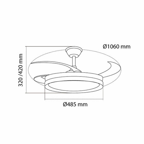 Plafondventilator CristalRecord EVO RETRAC Transparant 72 W 6