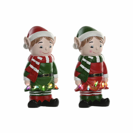 Kerstversiering Home ESPRIT Multicolour Elf 15 X 13 X 32 cm (2 Stuks) 1