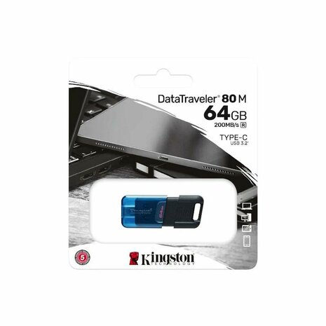 USB stick Kingston Technology DataTraveler 80 Blauw Zwart 64 GB 2