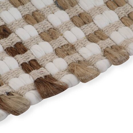 Badmattenset handgeweven jute en stof naturel en wit 4