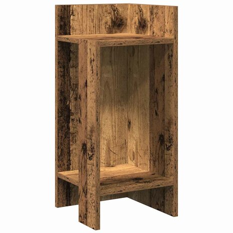 Bijzettafeltje met plank 25,5x27x60 cm oud houtkleurig 2
