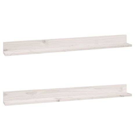 Wandkasten 2 st 110x11x9 cm massief grenenhout wit 2