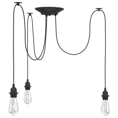 Hanglamp met 3 lamphouders E27 metaal zwart 1