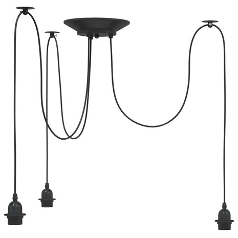 Hanglamp met 3 lamphouders E27 metaal zwart 2