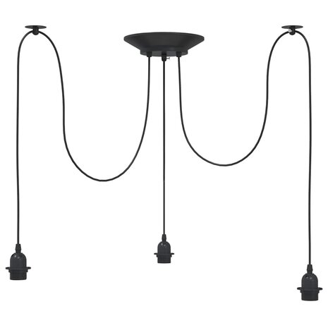 Hanglamp met 3 lamphouders E27 metaal zwart 5