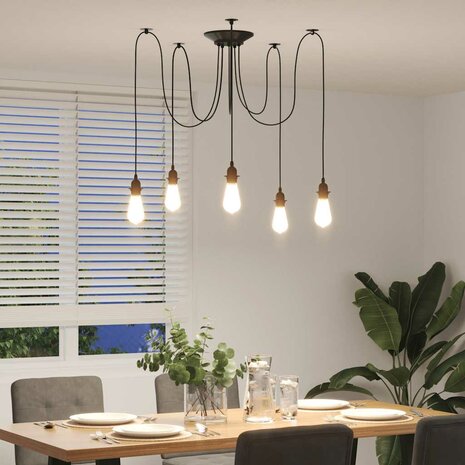 Hanglamp met 5 lamphouders E27 metaal zwart 4
