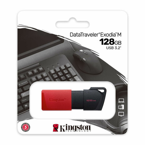 USB stick Kingston Exodia M Sleutelhanger Rood Zwart 128 GB 1