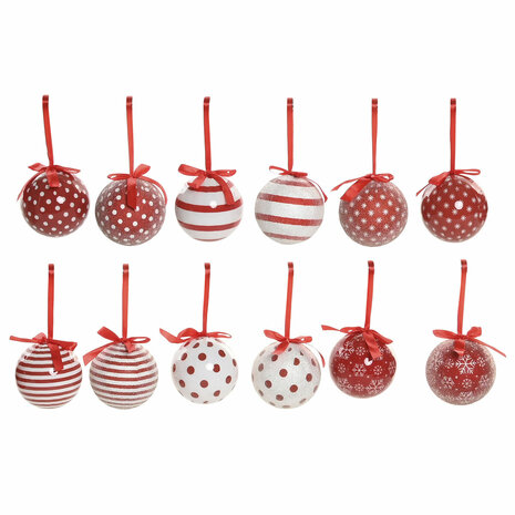 Kerstbal Home ESPRIT Wit Rood PVC (14 Onderdelen) 3