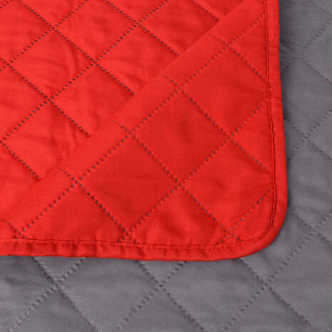 Dubbelzijdige quilt bedsprei rood en grijs 220x240 cm 5