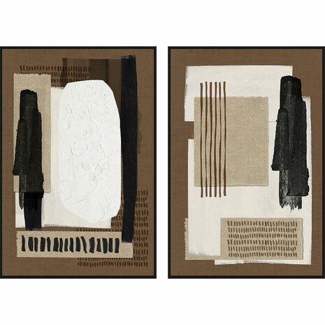 Canvas Home ESPRIT Bruin Zwart Abstract Stads 63 x 4 x 93 cm (2 Stuks) 1