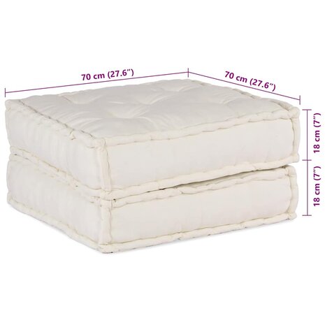 Poef modulair 70x70x36 crèmekleurig stof 9