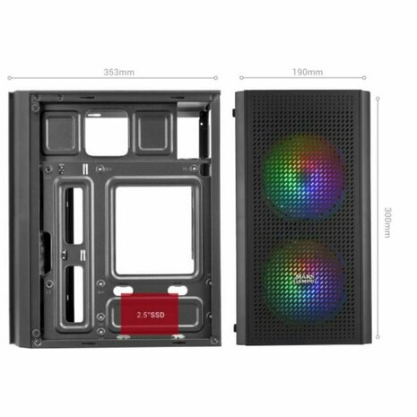 ATX Semi-toren BehuizingMars Gaming MC300 Zwart LED RGB RGB mATX 5