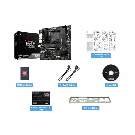 Moederbord MSI B550M PRO-VDH AMD B550 AMD AMD AM4 4