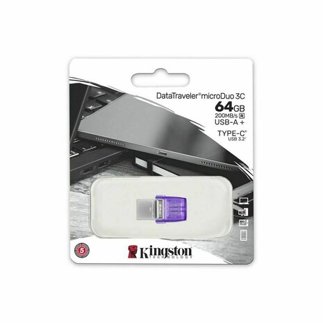 USB stick Kingston microDuo 3C 64 GB Paars 3