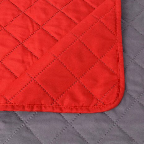 Dubbelzijdige quilt bedsprei rood en grijs 170x210 cm 5