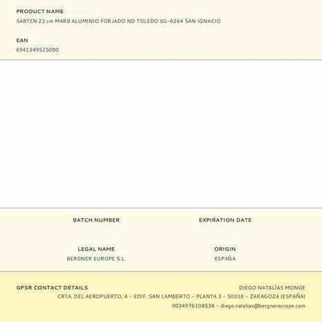 Pan San Ignacio toledo Gehard aluminium 6