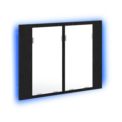 Badkamerspiegelkast Zwart eiken 60 x 12 x 45 cm Bewerkt hout 2