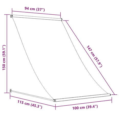Luifel uittrekbaar 100x150 cm blauw en wit 8