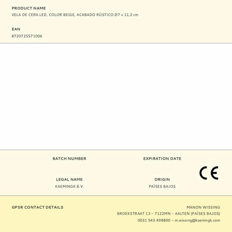 LED kaars Lumineo Beige Crème Ø 7 x 11,2 cm (AAA) 5